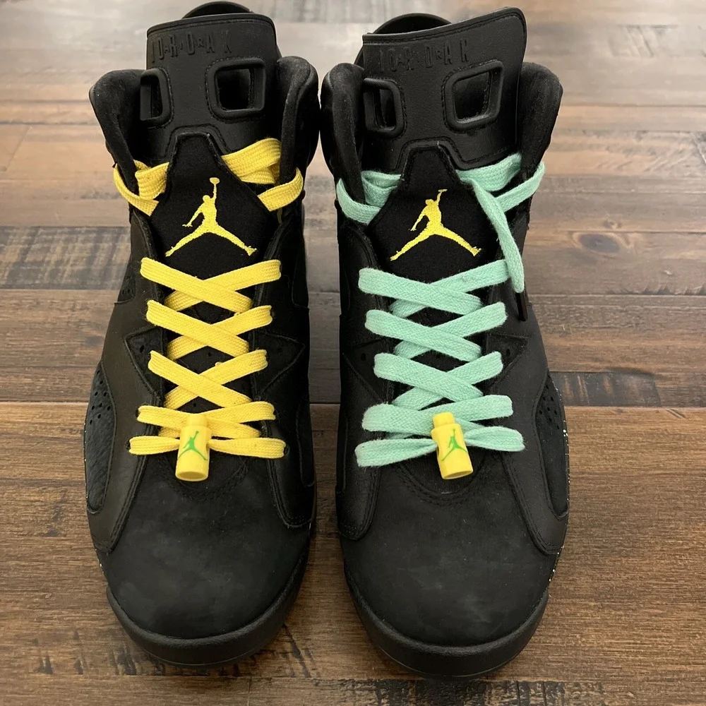 Men's Size 10 Air Jordan 6 Retro Brazil Pack Black Yellow Green